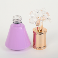 New Design Pink Glass Nail Bottle With Polish Brush Flower Cap